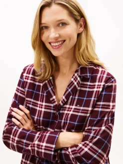 Tommy Hilfiger naisten pyjama LS FLNL SHIRT PJ PANTS SET, punainen ruutu