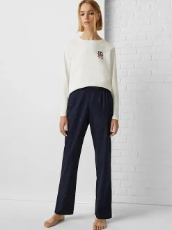 Tommy Hilfiger Naisten Pyjama AD GIFTBOX PJ LS TEE&SLIPPERS Monivärinen Kuosi