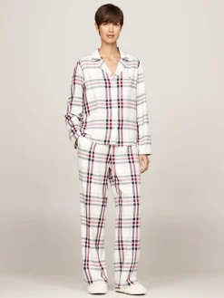 Tommy Hilfiger Naisten Pyjama, K-GIFT FLANNEL SET&SLIPPER Monivärinen Kuosi
