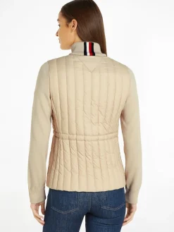 Tommy Hilfiger naisten takki, LW PADDED KNIT MIX JACKET Vaalea Beige