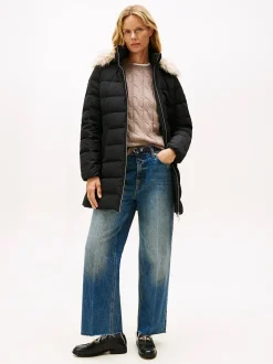 Tommy Hilfiger naisten takki MW DOWN SLIM COAT WITH, musta