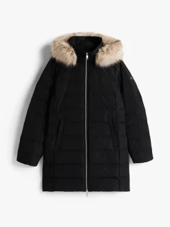 Tommy Hilfiger naisten takki MW DOWN SLIM COAT WITH, musta
