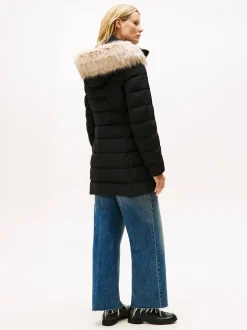Tommy Hilfiger naisten takki MW DOWN SLIM COAT WITH, musta