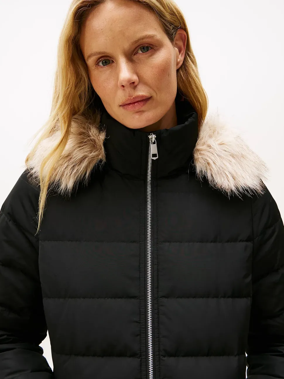 Tommy Hilfiger naisten takki MW DOWN SLIM COAT WITH, musta