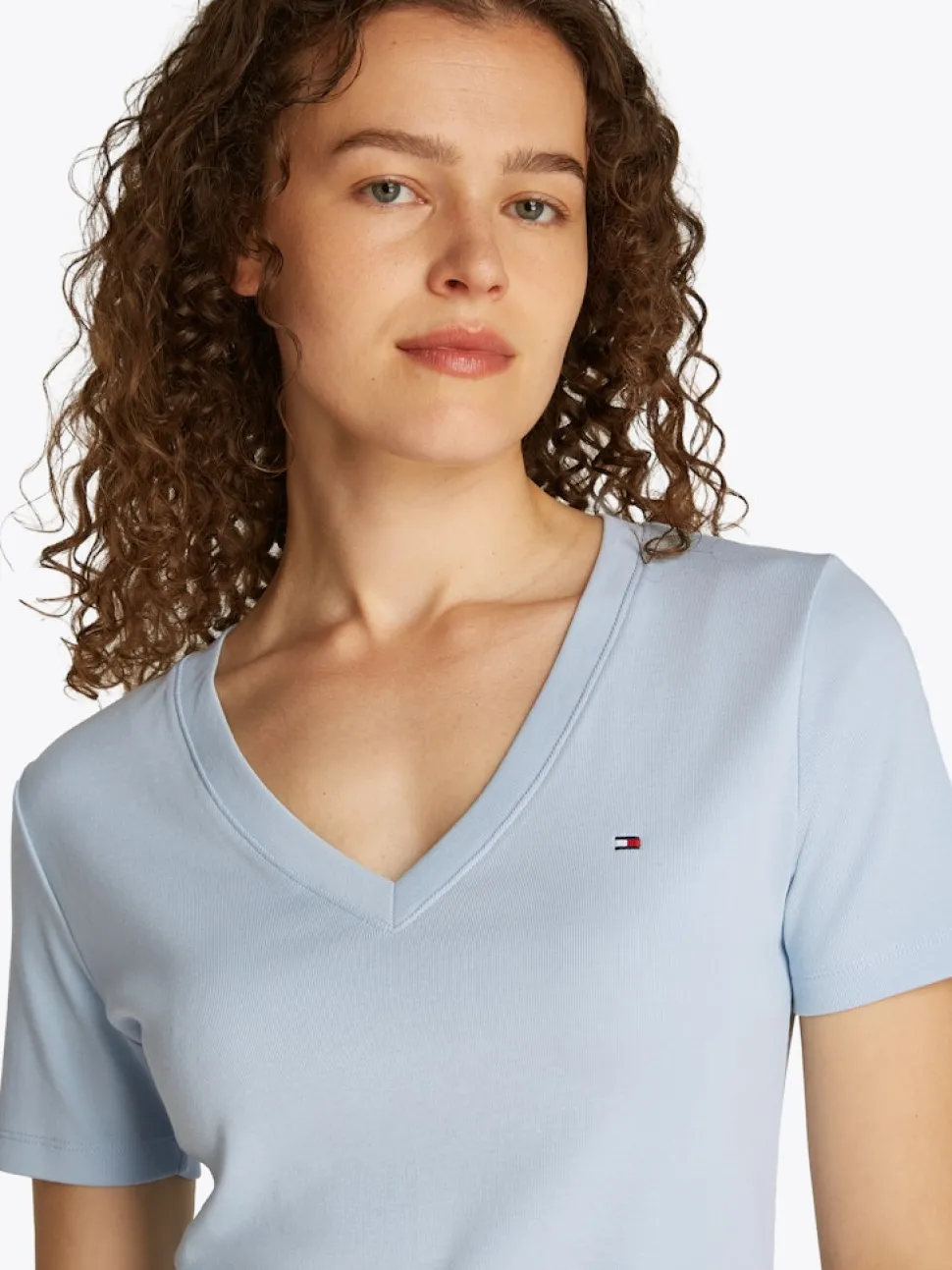 Tommy Hilfiger naisten t-paita, SLIM CODY V-NK SS, C1O Vaaleansininen