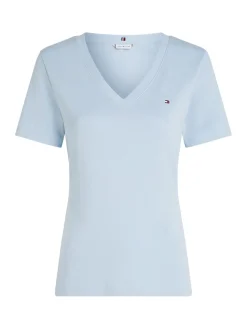 Tommy Hilfiger naisten t-paita, SLIM CODY V-NK SS, C1O Vaaleansininen