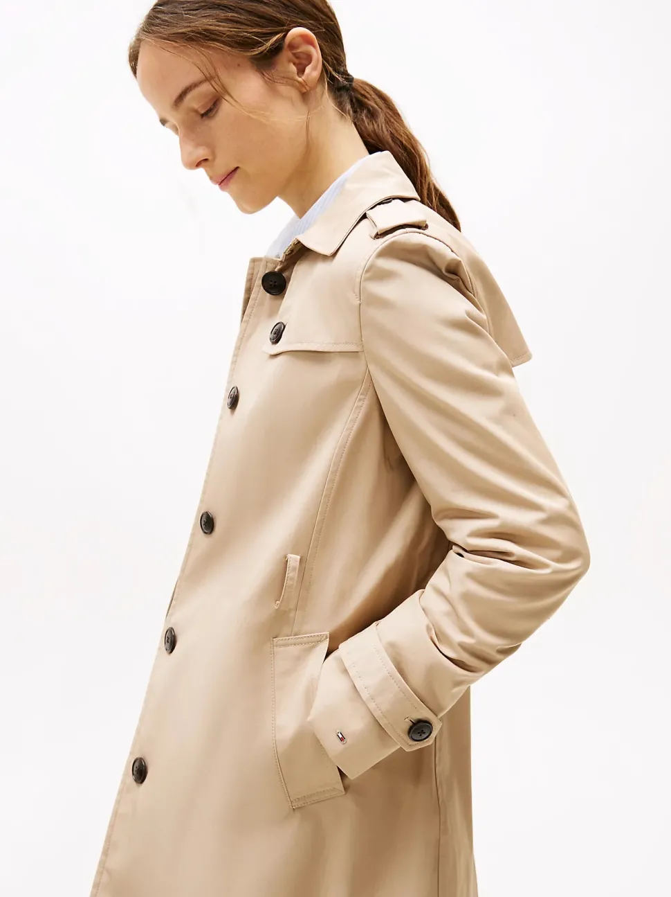 Tommy Hilfiger naisten trenssitakki, HERITAGE SINGLE BREASTED TRENCH Vaalea Beige