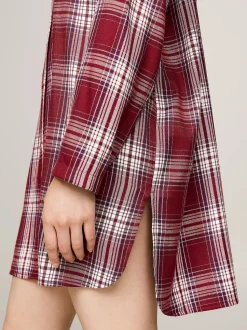 Tommy Hilfiger Naisten Yöpaita, TH SHIRT NIGHTDRESS FL Punainen Ruutu