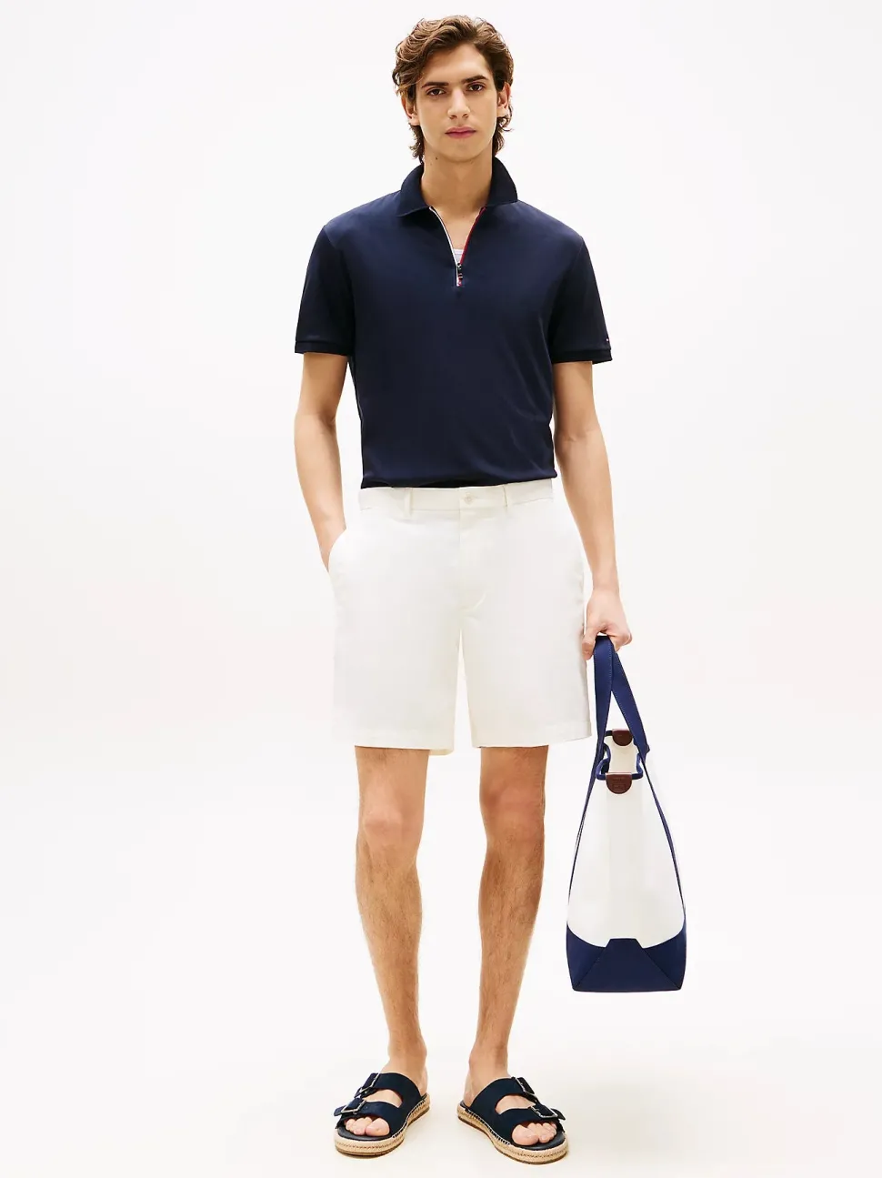 Tommy Hilfiger Regular Signature Zip Placket Polo Shirt Tummansininen