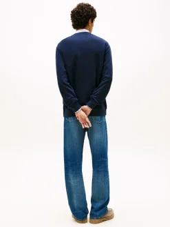 Tommy Jeans miesten collegepaita TJM Reg Sign Stripe Cnck EXT, tummansininen