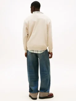 Tommy Jeans miesten collegepaita Reg S Flag Crew, vaalea beige