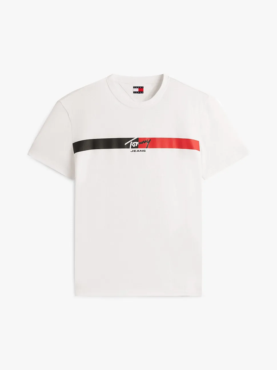 Tommy Jeans miesten t-paita TJM REG SIGNATURE STRIPE T EXT, valkoinen