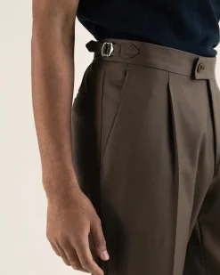 Turo puvunhousur Hanko 3 Pleated Trousers Vitale, ruskea