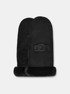 UGG Naisten Käsineet, W SHEEPSKIN EMB MIT Musta