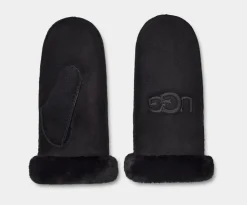 UGG Naisten Käsineet, W SHEEPSKIN EMB MIT Musta
