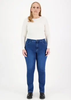 Very Nice Naisten Farkut, Caramel 7345 Curvy Fit Indigo