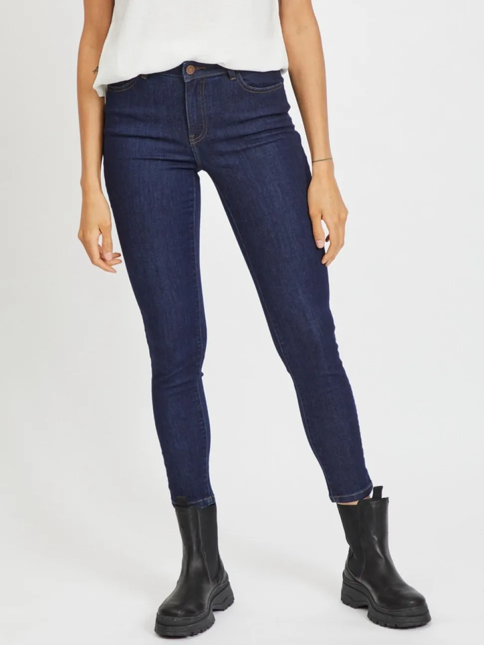 Vila Naisten Farkut, Skinnie Gy Rw Skinny Jeans Tummansininen