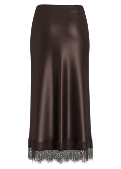Vila naisten maxihame VIELLETTE HW ANKLE LACE SKIRT NOOS, Coffee Bean