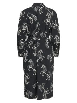 Vila naisten mekko, VINADIVA CHE L/S MID SHIRT DRESS Black Beauty