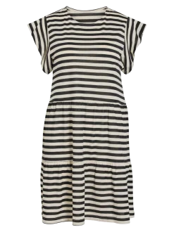 Vila Naisten Mekko, VISUMMER SS STRIPLE DRESS Raidallinen Musta