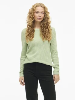 Vila naisten neulepaita VIDalo O-Neck L/S Knit Top-NOOS, Smoke Green