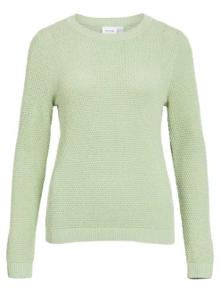 Vila naisten neulepaita VIDalo O-Neck L/S Knit Top-NOOS, Smoke Green