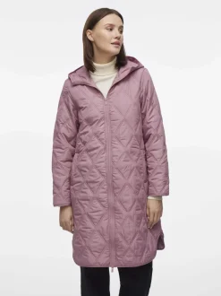 Vila naisten tikkitakki, VIQUILA LS HOODED COAT Vaaleanpunainen