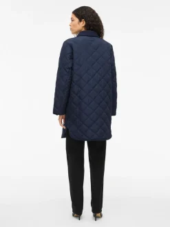 Vila naisten tikkitakki, VIQUILA L/S CORDUROY QUILT LONG JACKET Navy Blazer