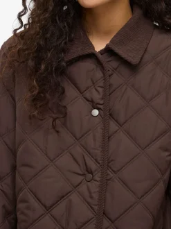 Vila naisten tikkitakki, VIQUILA L/S CORDUROY QUILT LONG JACKET Coffee Bean