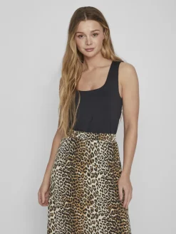 Vila naisten toppi, VIKENZA O-NECK S/L TANK TOP Black