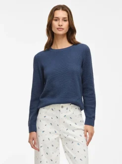 Vila neule, K-VIDALO O-NECK L/S KNIT TOP- NOOS Vintage Indigo