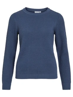 Vila neule, K-VIDALO O-NECK L/S KNIT TOP- NOOS Vintage Indigo