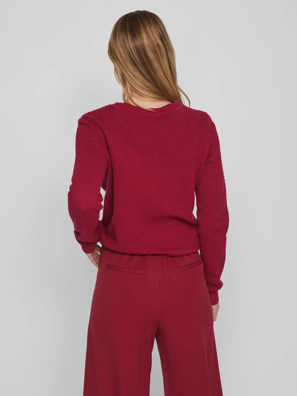 Vila neule, VIDALO O-NECK L/S KNIT TOP Pinkki
