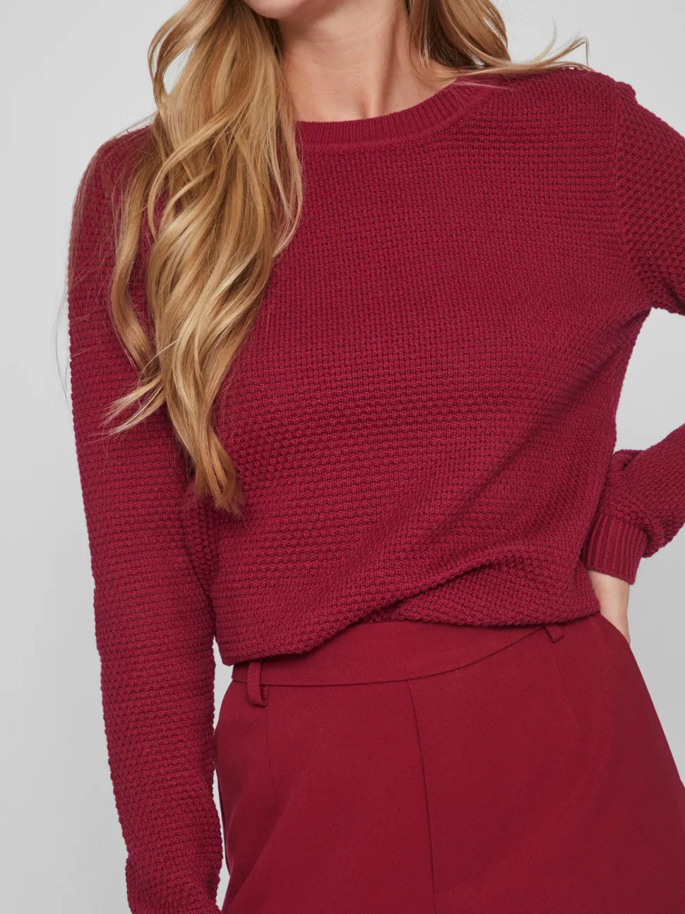 Vila neule, VIDALO O-NECK L/S KNIT TOP Pinkki