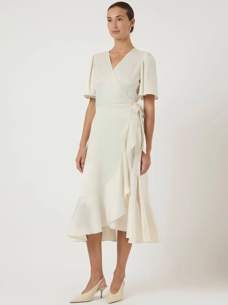 Y.A.S mekko YASTHEA 2/4 MIDI WRAP DRESS S. NOOS, Gardenia