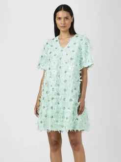 Y.A.S naisten mekko, YASABELONE SS V-NECK DRESS Vaaleanvihreä