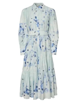 Y.A.S naisten mekko, YASBILLA LS LONG DRESS - SHOW Sininen Kuosi