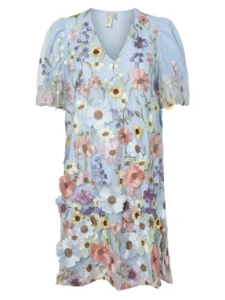 Y.A.S naisten mekko, YASFLOWERING SS DRESS NEW Vaaleansininen