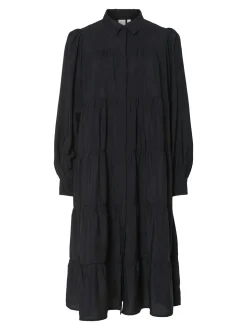 Y.A.S Naisten Mekko, YASPALA LS MIDI SHIRT DRESS Musta
