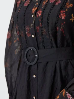 Y.A.S naisten mekko, YASROMANTICA LS LONG DRESS Black