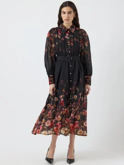 Y.A.S naisten mekko, YASROMANTICA LS LONG DRESS Black