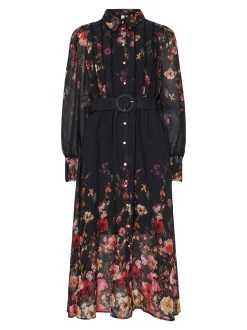 Y.A.S naisten mekko, YASROMANTICA LS LONG DRESS Black