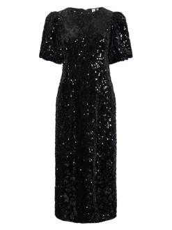 Y.A.S naisten mekko YASSOFIE 2/4 SEQUIN MIDI DRESS, musta