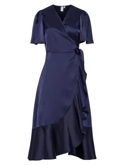 Y.A.S Naisten Mekko, YASTHEA 2/4 MIDI WRAP DRESS Evening Blue