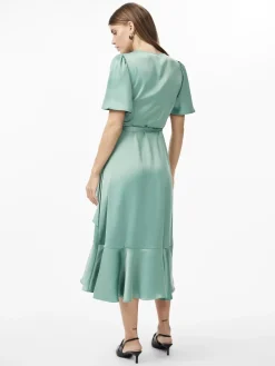 Y.A.S Naisten Mekko, YASTHEA 2/4 MIDI WRAP DRESS Vedenvihreä