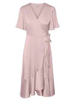 Y.A.S Naisten Mekko, YASTHEA 2/4 MIDI WRAP DRESS Vaaleanpunainen