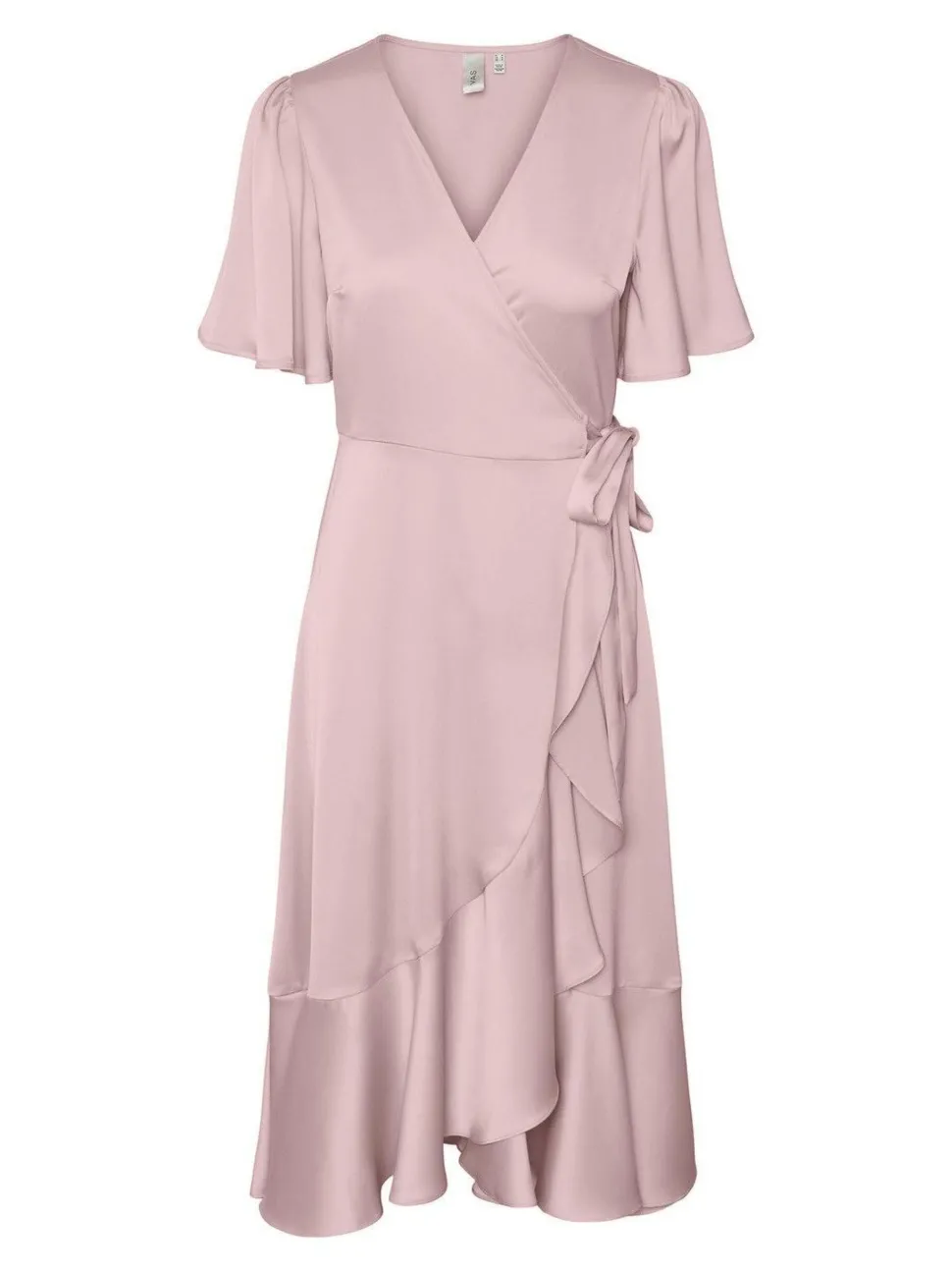 Y.A.S Naisten Mekko, YASTHEA 2/4 MIDI WRAP DRESS Vaaleanpunainen
