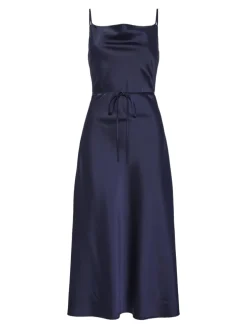 Y.A.S Naisten Mekko, YASTHEA STRAP LONG DRESS Tummansininen