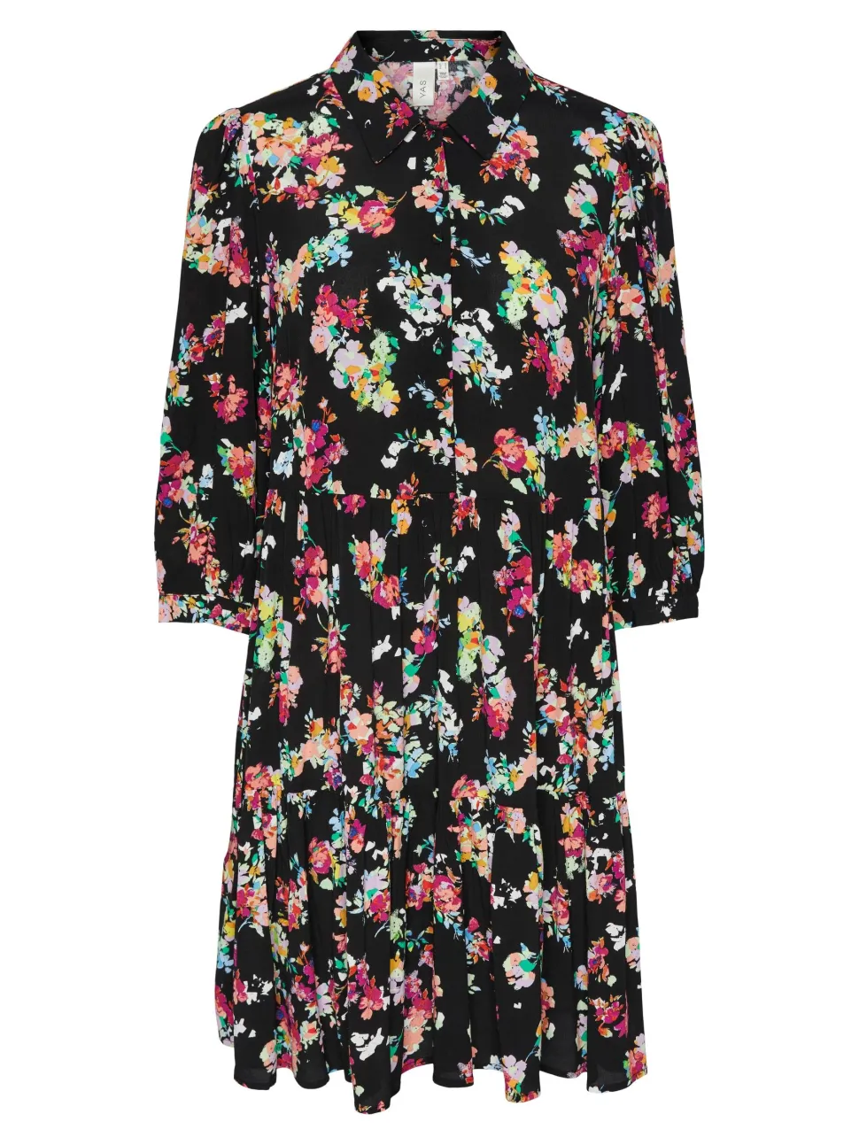 Y.A.S Naisten Minimekko, K-YASERIKA 3/4 DRESS NOOS Musta Kuosi