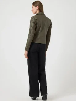 Y.A.S naisten nahkatakki, YASSOPHIE LEATHER JACKET Dark Olive